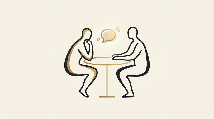 1対1の個別面談のイラスト（従業員の不安を具体的に把握する）